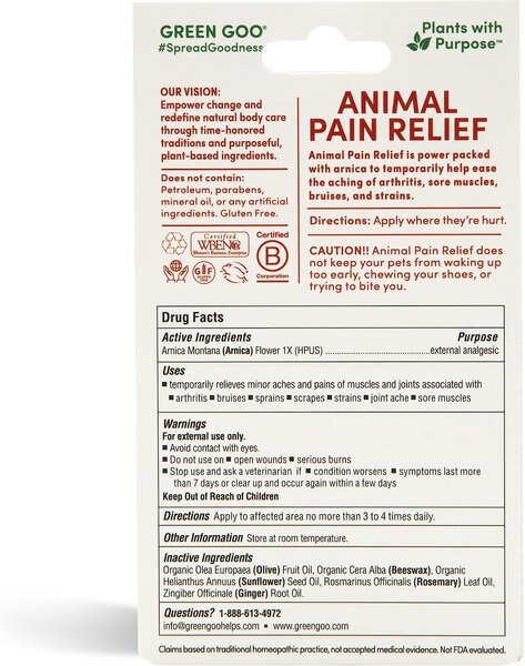 Green Goo Animal Pain Relief Homeopathic Medicine for Pain for Dogs