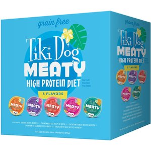 Tiki Dog Meaty High Protein Diet Variety Pack Grain-Free Wet Dog Food, 3-oz cup, case of 10