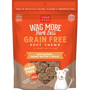 Cloud Star Wag More Bark Less Soft Chews with Peanut Butter & Apples Grain-Free Dog Treats, 20-oz bag