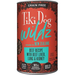 Tiki Dog Wildz Beef Recipe with Beef Liver, Lung & Kidney Grain-Free Wet Dog Food, 13.2-oz can, case of 12