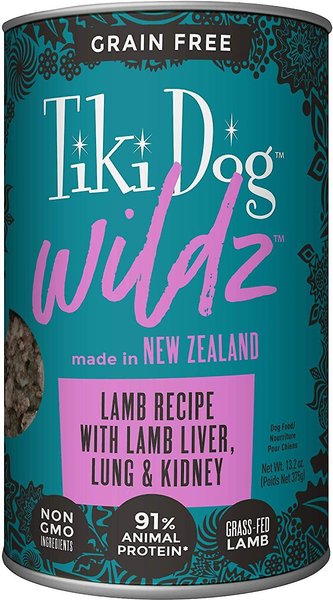 Tiki Dog Wildz Lamb Recipe with Lamb Liver, Lung & Kidney Grain-Free Wet Dog Food, 13.2-oz can, case of 12 slide 1 of 6