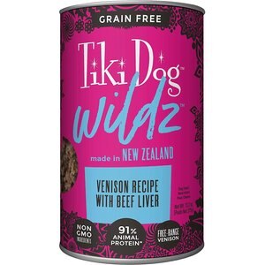 Tiki Dog Wildz Venison Recipe with Beef Liver Grain-Free Wet Dog Food, 13.2-oz can, case of 12