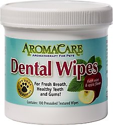 Professional Pet Products AromaCare Fresh Mint & Apple Flavor Dog Dental Wipes, 100 Count