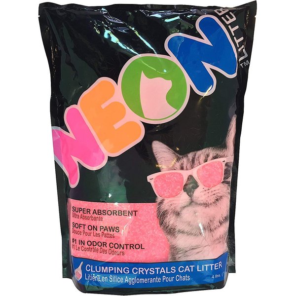 NEON LITTER Unscented Clumping Crystal Cat Litter, 4lb bag, Pink