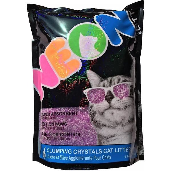 NEON LITTER Unscented Clumping Crystal Cat Litter, 4lb bag, Purple