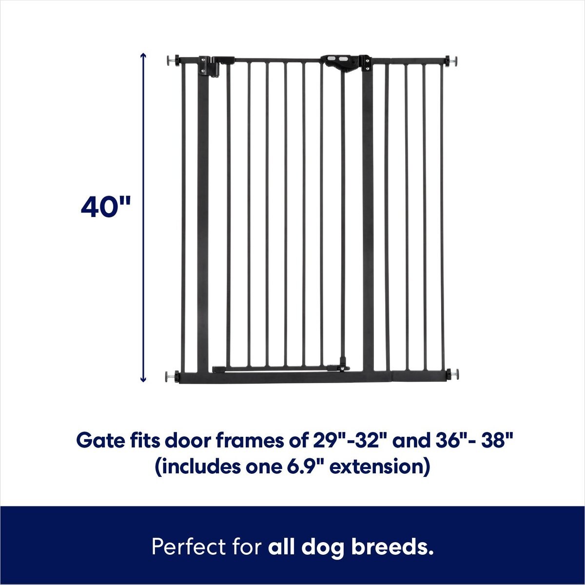 FRISCO Steel Extra Tall AutoClose Dog Gate, Black, 41in