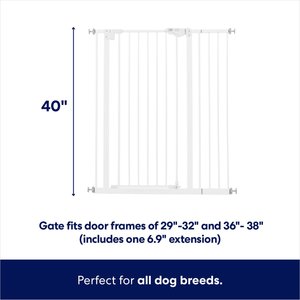 Frisco Steel Extra Tall Auto-Close Dog Gate, White, 40-in