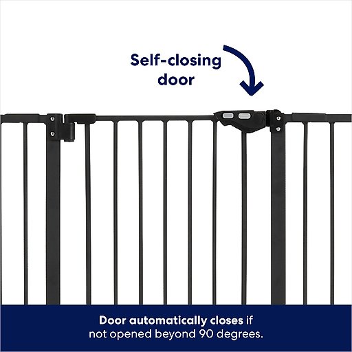 Frisco Steel Extra Wide Auto-Close Dog Gate, Black, 30-in