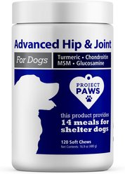 Project Paws Advanced Grain-Free Hip & Joint Dog Supplement Chews, 120 count