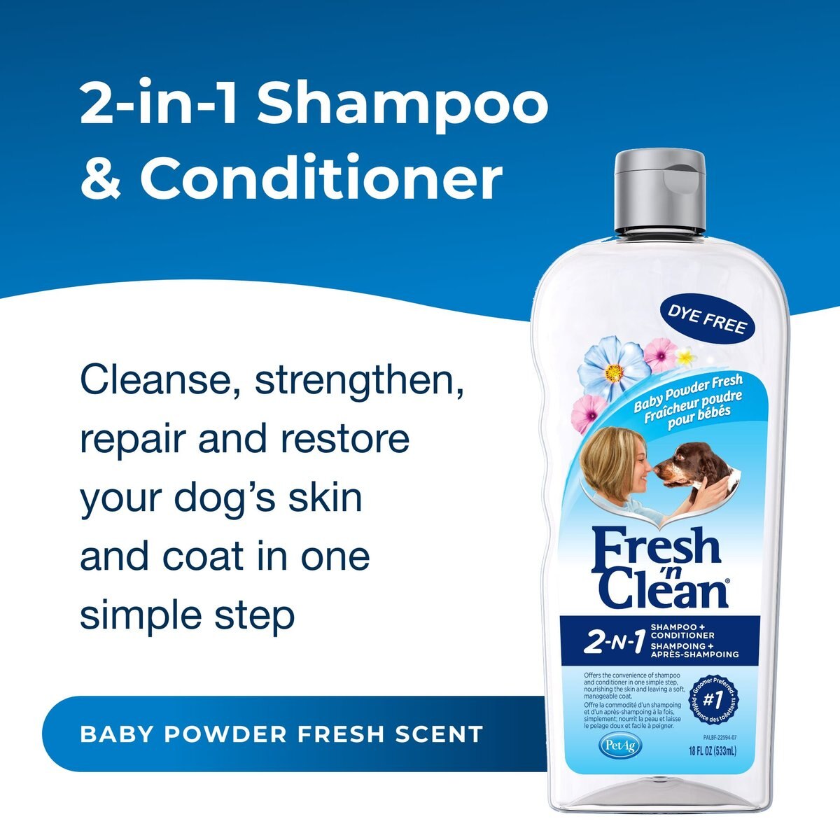 PETAG Fresh 'n Clean 2in1 Dog Shampoo & Conditioner, Baby Powder