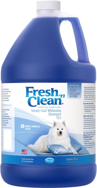 PetAg Fresh 'n Clean Snowy-Coat Whitening Dog Shampoo Concentrate, Vanilla Scent, 1-gal slide 1 of 3