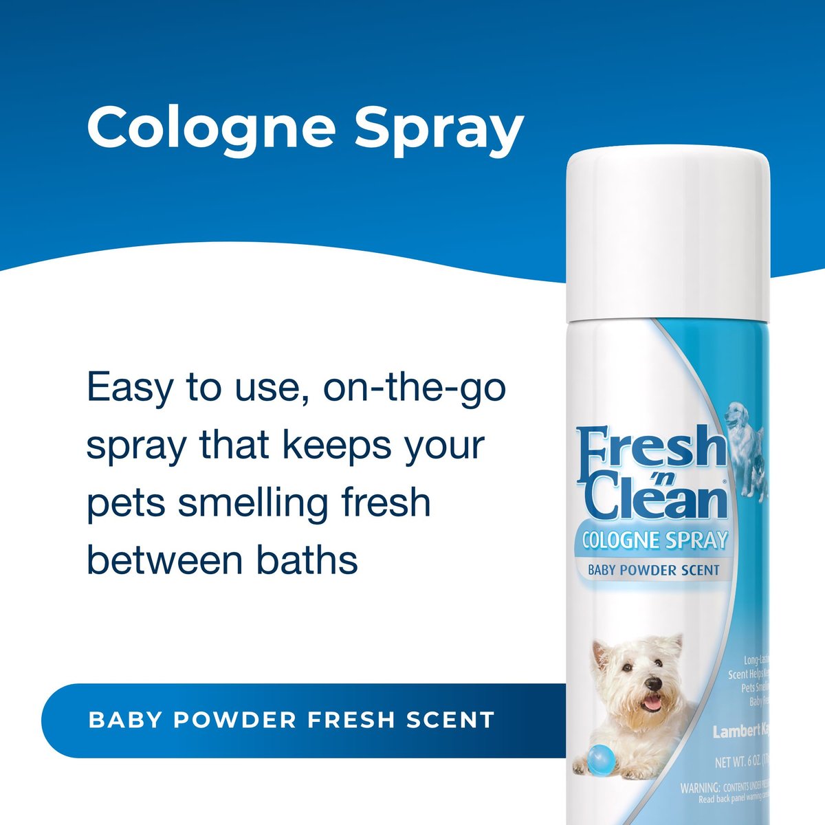 PETAG Fresh 'n Clean Dog Cologne Spray, Baby Powder Scent, 6oz bottle