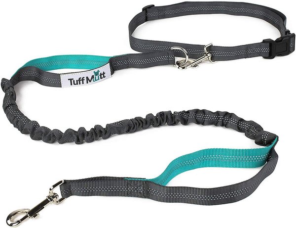 Tuff Mutt Hands Free Bungee Dog Leash, Gray/Teal slide 1 of 5