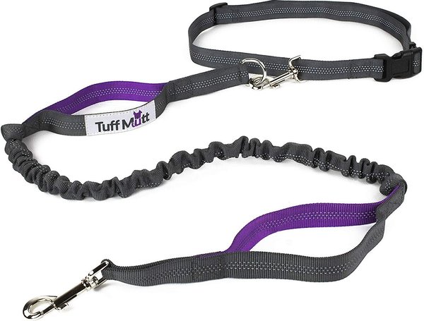 Tuff Mutt Hands Free Bungee Dog Leash, Gray/Purple slide 1 of 5