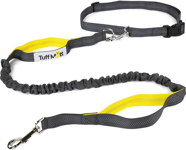 Tuff Mutt Hands Free Bungee Dog Leash, Gray/Yellow slide 1 of 5