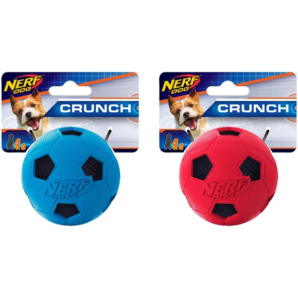 Nerf Dog Crunch Soccer Ball Dog Toy, 2 count