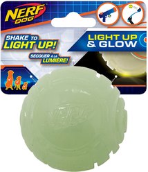 Nerf Dog Light Up & Glow TPR LED Glow Sonic Ball Dog Toy, 2.5-in