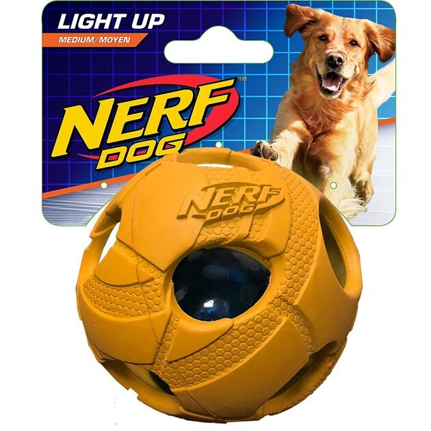 NERF DOG Light Up LED Bash Ball Dog Toy, Orange