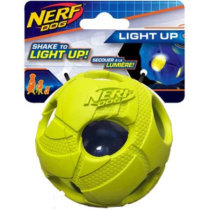 Nerf Dog Light Up LED Bash Ball Dog Toy, Green