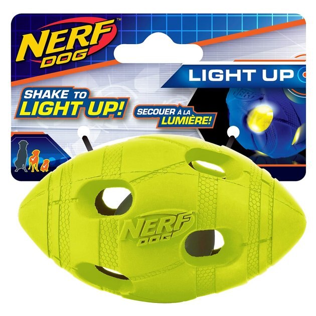 Nerf Dog Light Up Led Bash Football Dog Toy 4 In Chewy Com