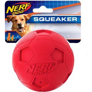 Nerf Dog Squeaker Soccer Ball Dog Toy, Red