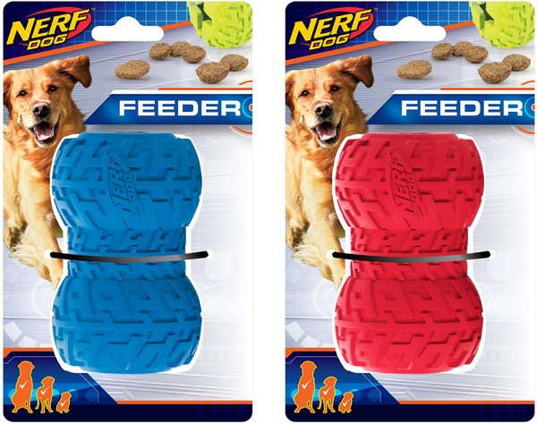 Nerf Dog Feeder Tire Dog Toy, Blue/Red, 2 count slide 1 of 2