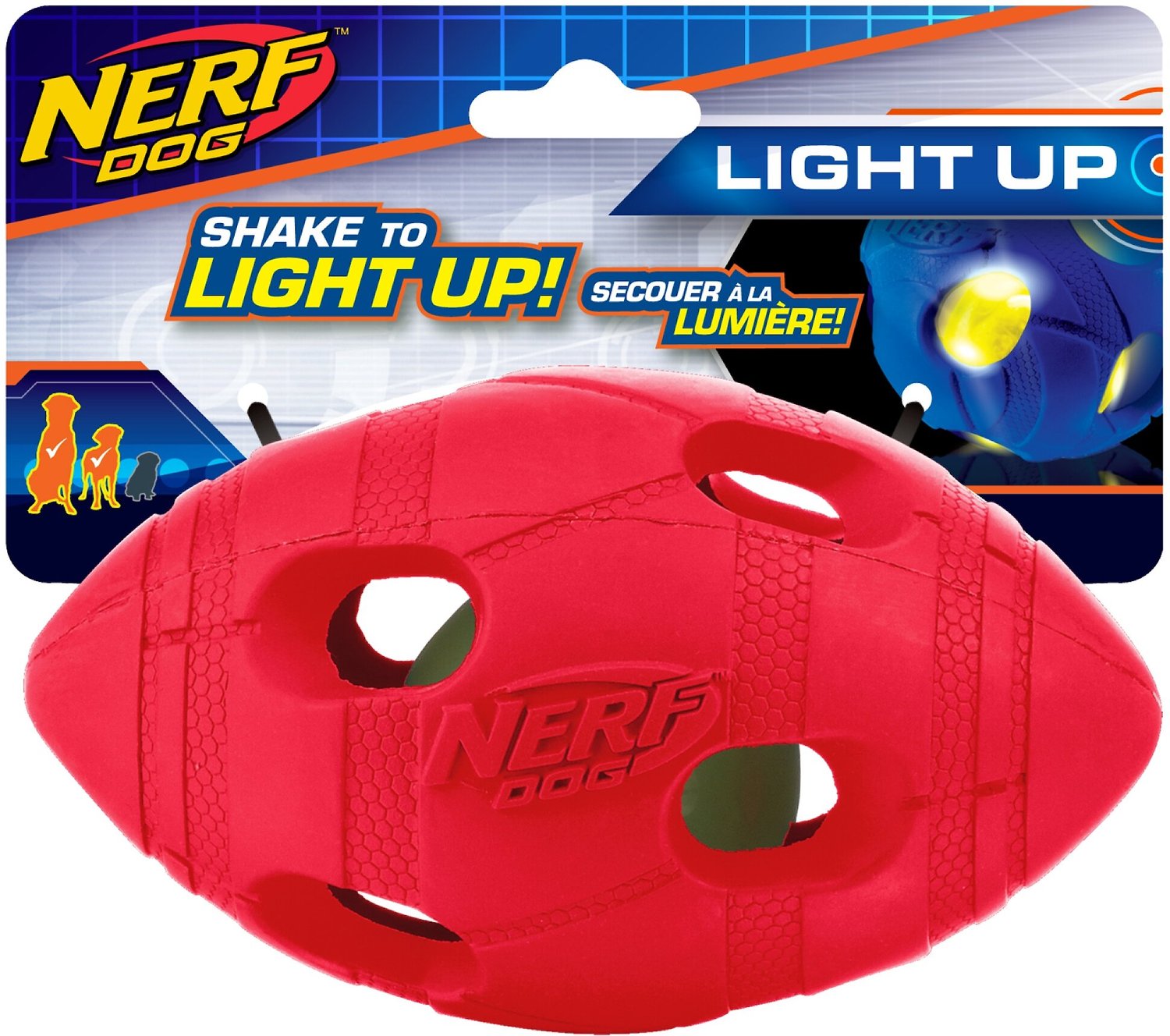 Nerf Dog Light Up Led Bash Football Dog Toy Red Chewy Com