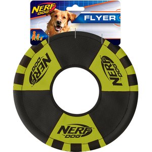 Nerf Dog Flyer Trackshot Toss Tug Ring Dog Toy, 9-in