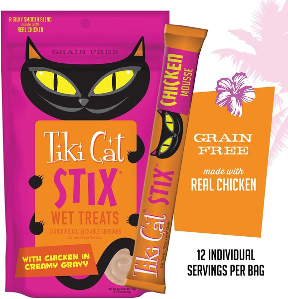 Tiki Cat Stix Chicken Grain-Free Cat Food Topper, 6-oz pouch, pack of 12 slide 1 of 1