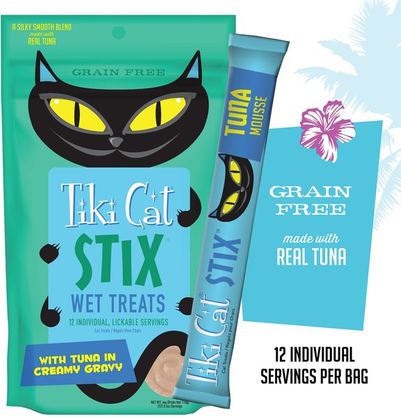 Tiki Cat Stix Tuna Grain-Free Cat Treats, 6-oz pouch, pack of 12 slide 1 of 6