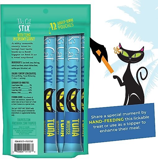 Tiki Cat Stix Tuna Grain-Free Cat Treats, 6-oz pouch, pack of 12