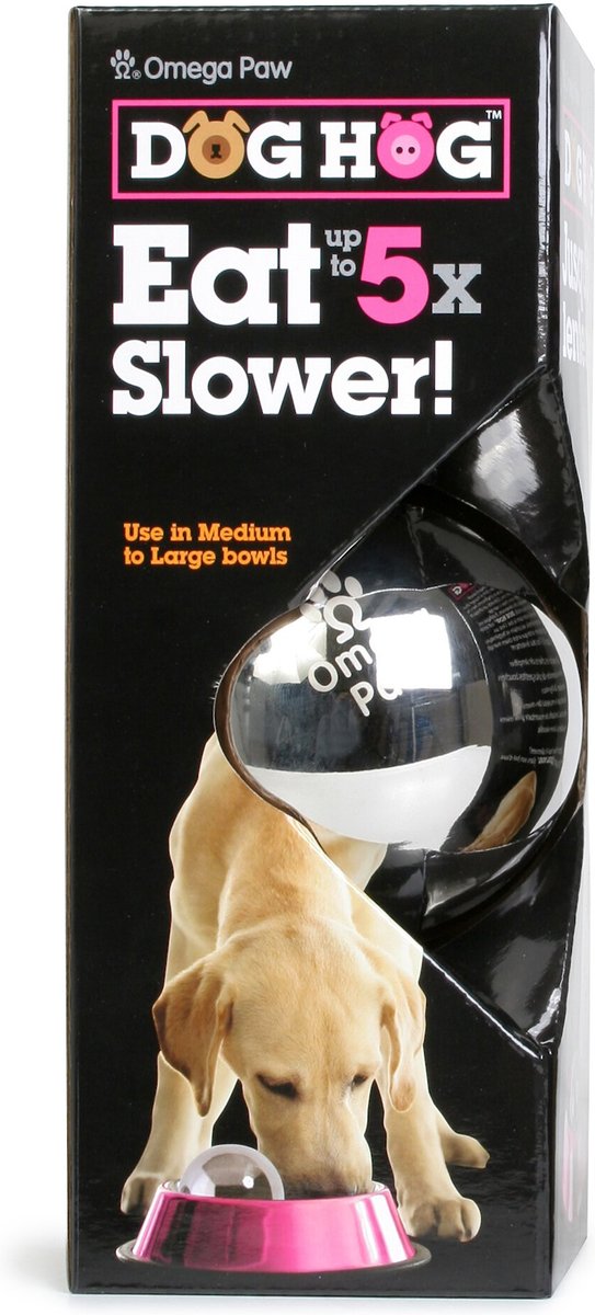 OMEGA PAW Dog Hog Slow Dog Feeder Silver Large Chewy