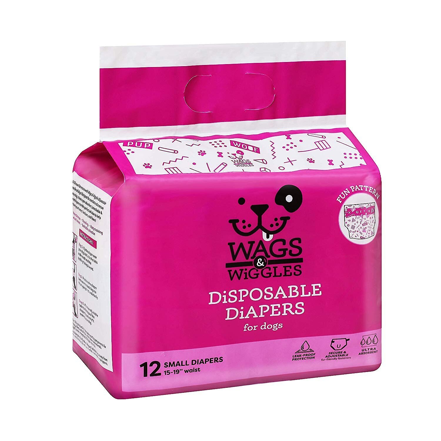 Wags & Wiggles Male & Female Dog Diapers, 12 count