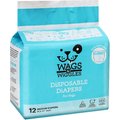 Wags & Wiggles Male & Female Dog Diapers, Blue, Medium: 16.5 to 21-in waist, 12 count