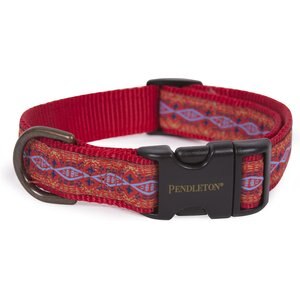 Pendleton Diamond River Nylon Dog Collar, Scarlet, Medium: 14 to 18-in neck, 3/4-in wide