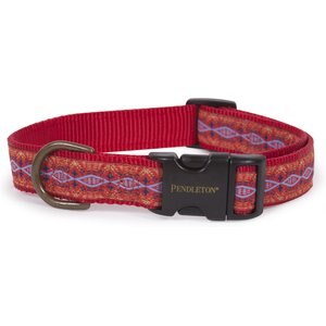 Pendleton Diamond River Nylon Dog Collar, Scarlet, Large: 18 to 22-in neck, 1-in wide