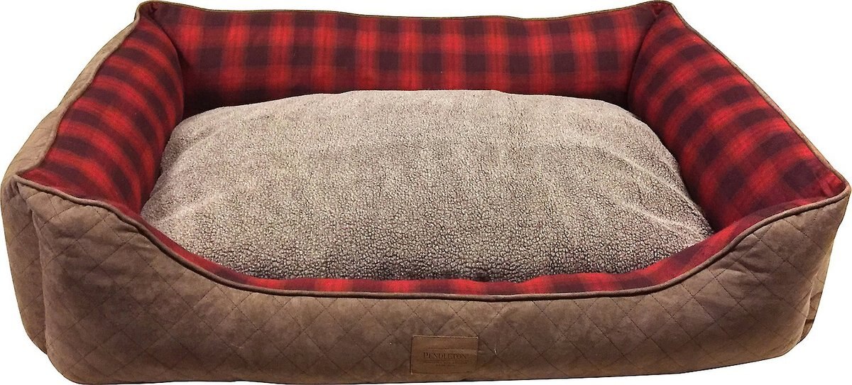 PENDLETON Red Ombre Kuddler Bolster Dog Bed w/Removable Cover, Medium