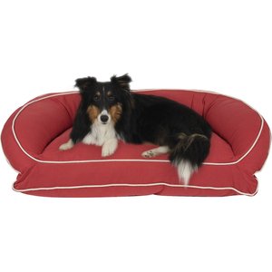 Carolina Pet Classic Canvas Bolster Dog Bed with Removable Cover, Red, Small/Medium