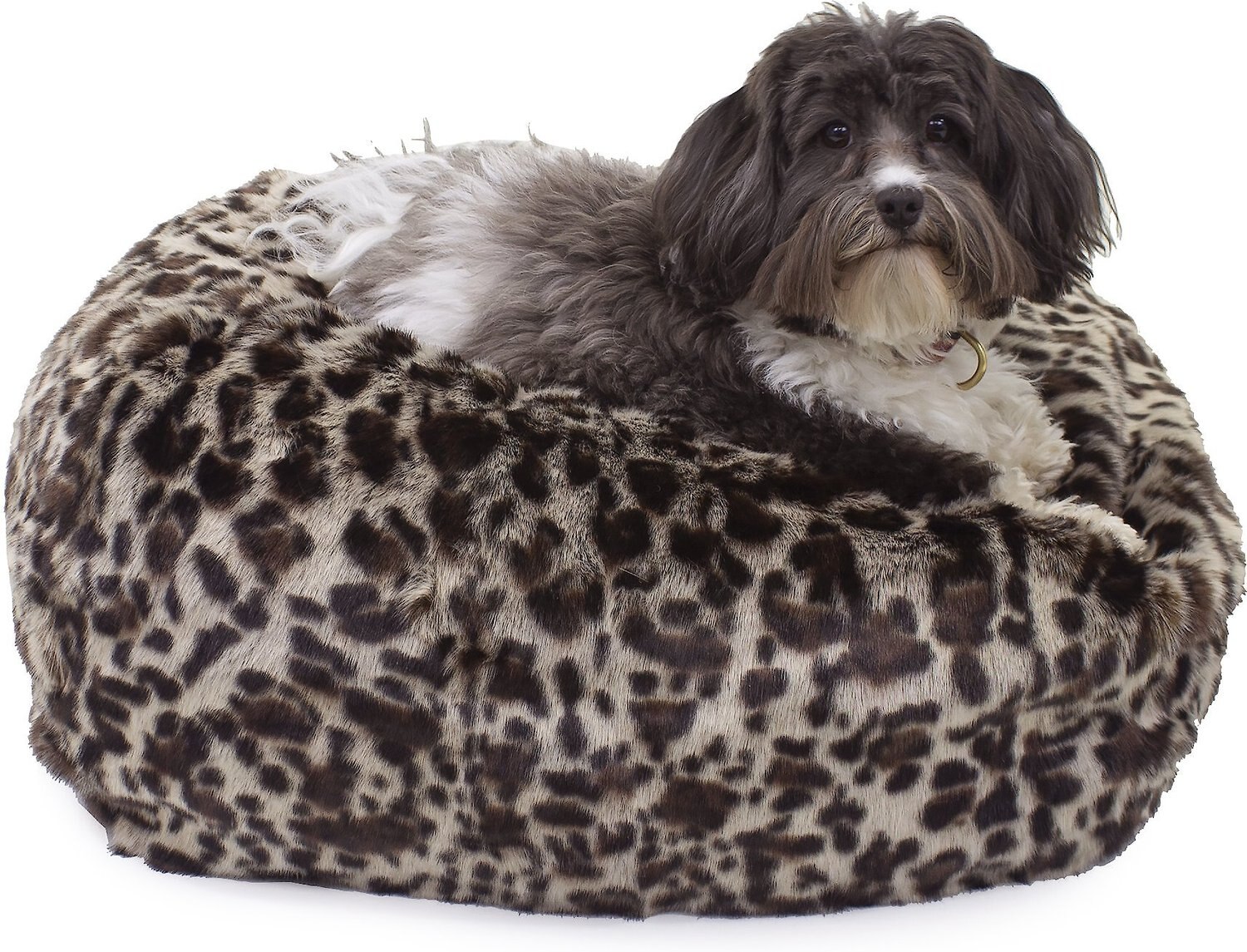Carolina Pet Faux Fur Puff Ball Pillow Dog Bed with Removable Cover