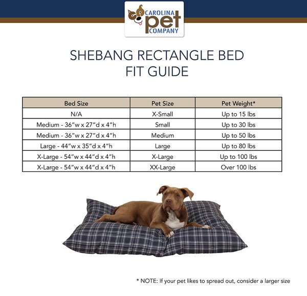 Carolina Pet Plaid Shebang Pillow Dog Bed with Removable Cover