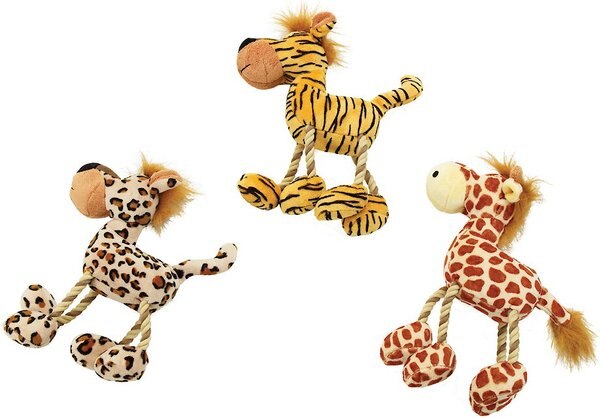 ETHICAL PET Safari Pals Squeaky Plush Dog Toy, Character Varies 