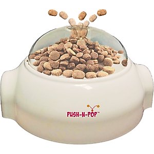 Ethical Pet Push-N-Pop Treat Dispenser Dog Toy, White, 7.5-in