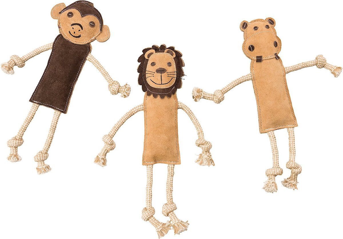 Ethical Pet Dura-Fused Leather Animal Rings Dog Toy, Character Varies