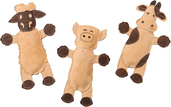 Ethical Pet Dura-Fused Leather Barnyard Dog Toy, Character Varies slide 1 of 1