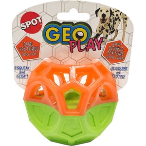 Ethical Pet Geo Play Dual Textured Squeaky Dog Chew Toy, Color Varies, 3.25-in
