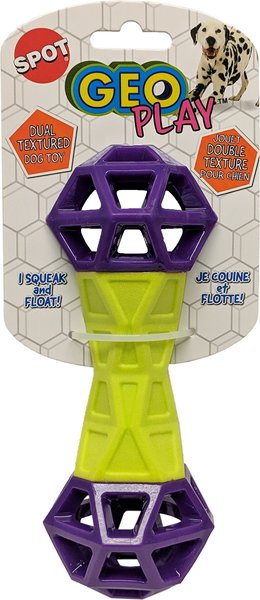 Ethical Pet Geo Play Dual Textured Dumbbell Squeaky Dog Chew Toy, Color Varies, 3.25-in slide 1 of 1