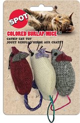 Ethical Pet Burlap Mice Cat Toys, 3-in, 3 pack