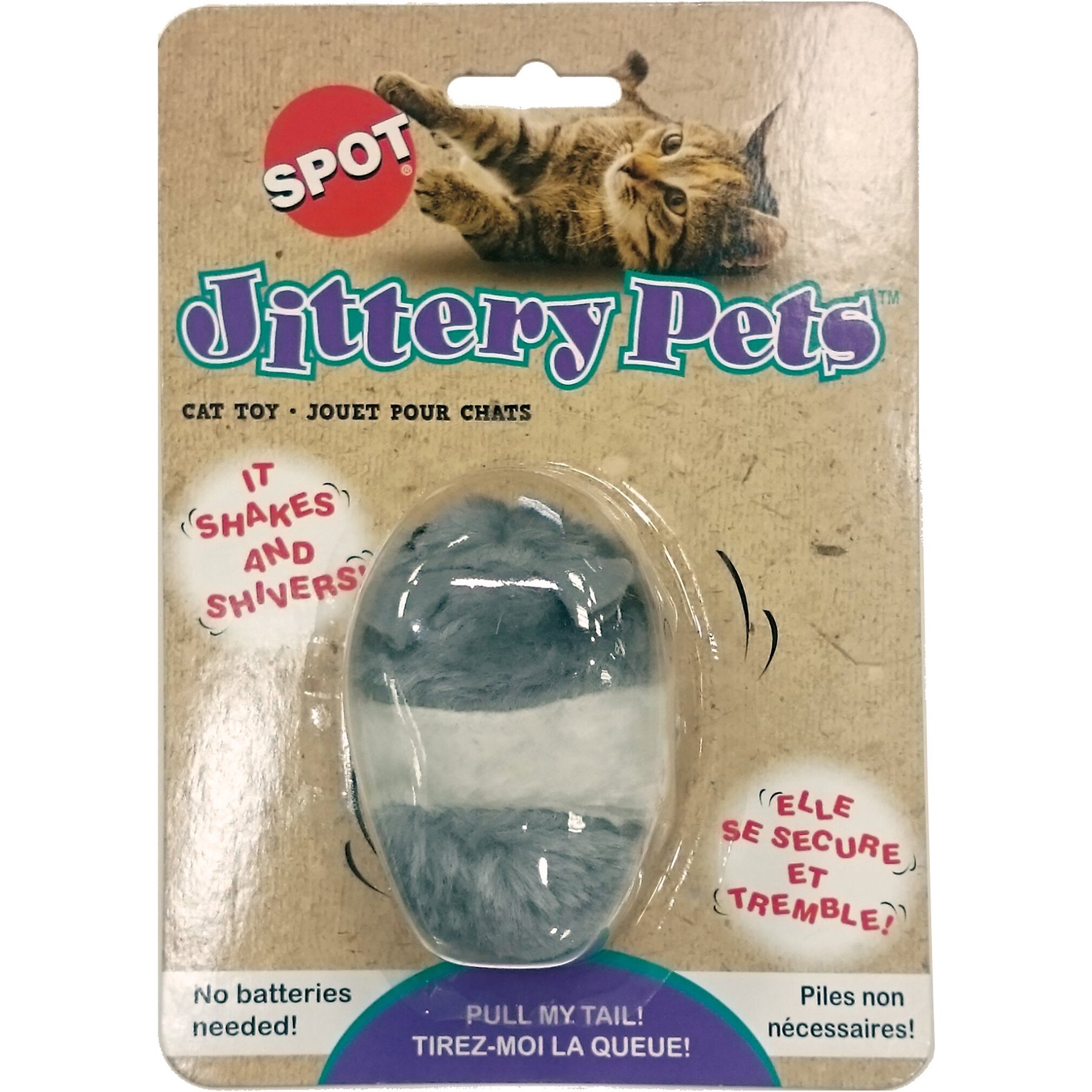 Ethical Pet Plush Jittery Mouse Cat Toy with Catnip, 3-in