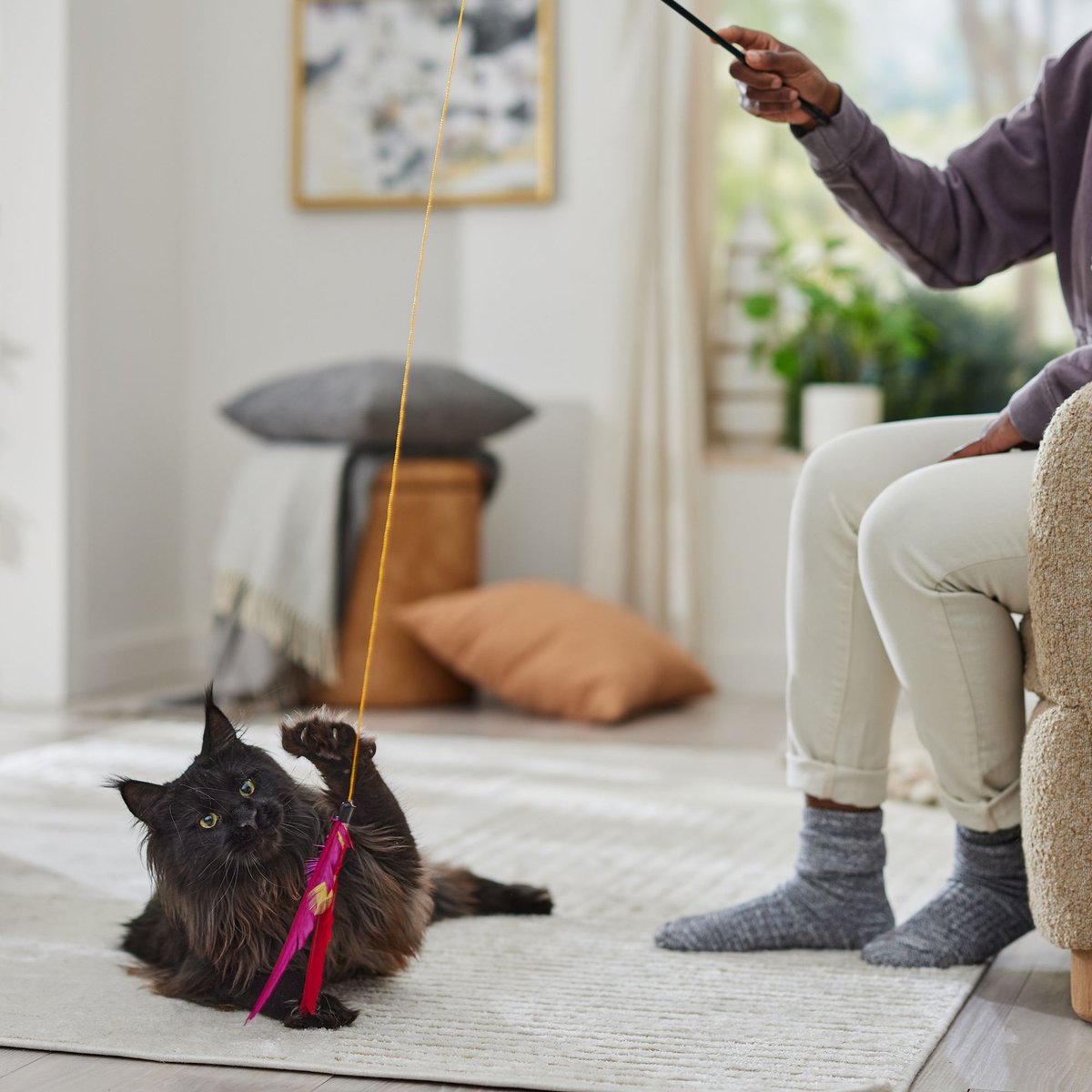 ETHICAL PET Feather Dangler Wand Cat Toy with Catnip