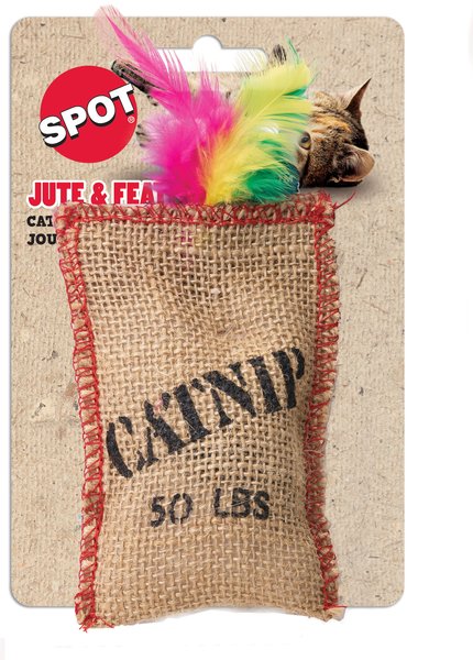 Ethical Pet Jute & Feather Sack Plush Cat Toy with Catnip, 4-in slide 1 of 1